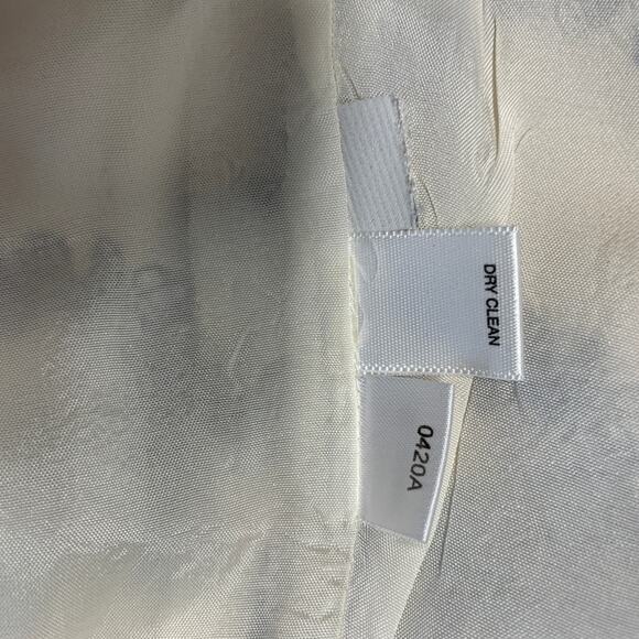 Cream Black Embroidered Floral Vine Pencil Skirt XS Small Wool Silk Blend - Picture 4 of 4